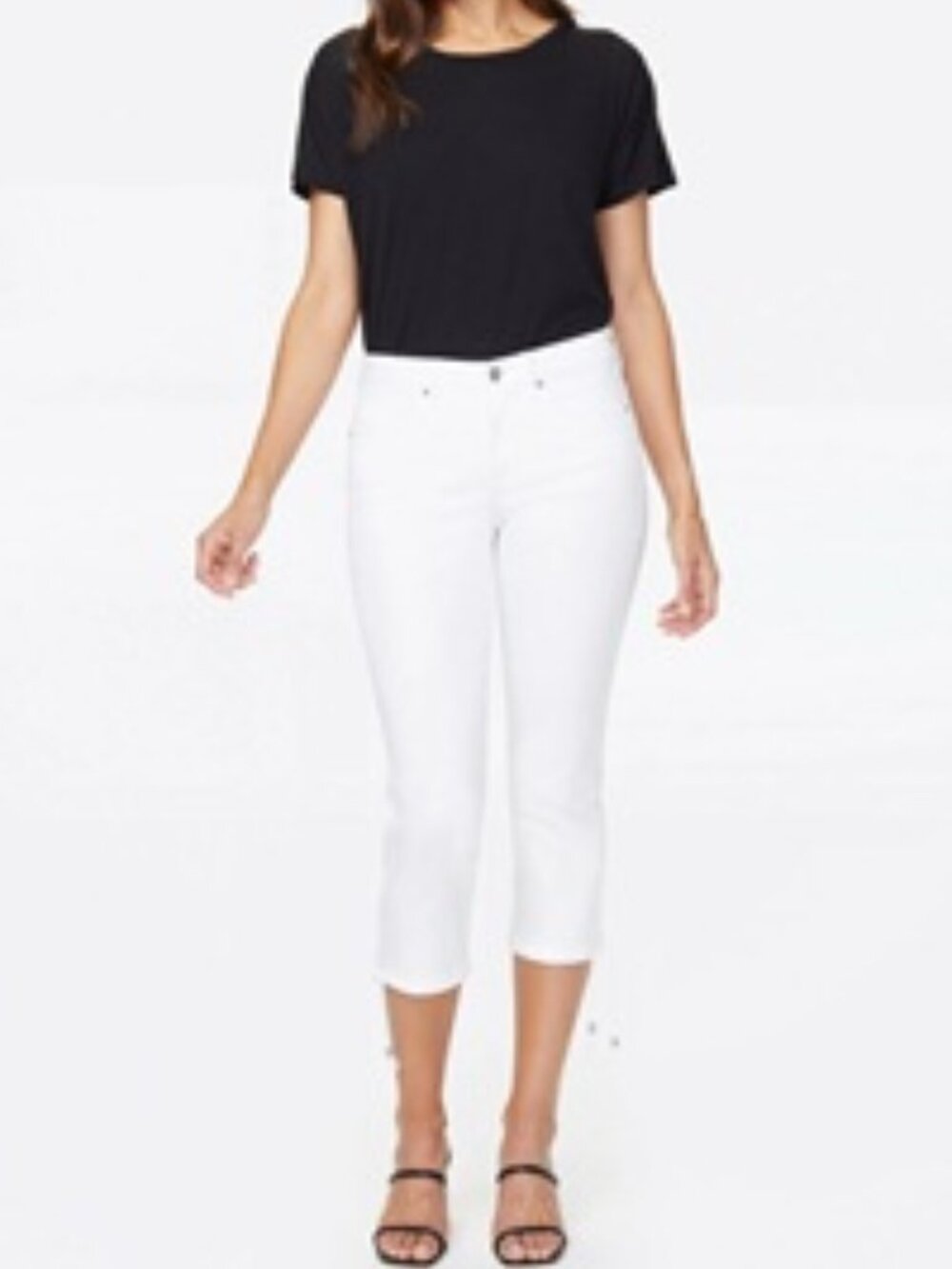NYDJ Marilyn Capri Jeans With Draw Cord Hem Optic White Women Petite 10 P Nwt